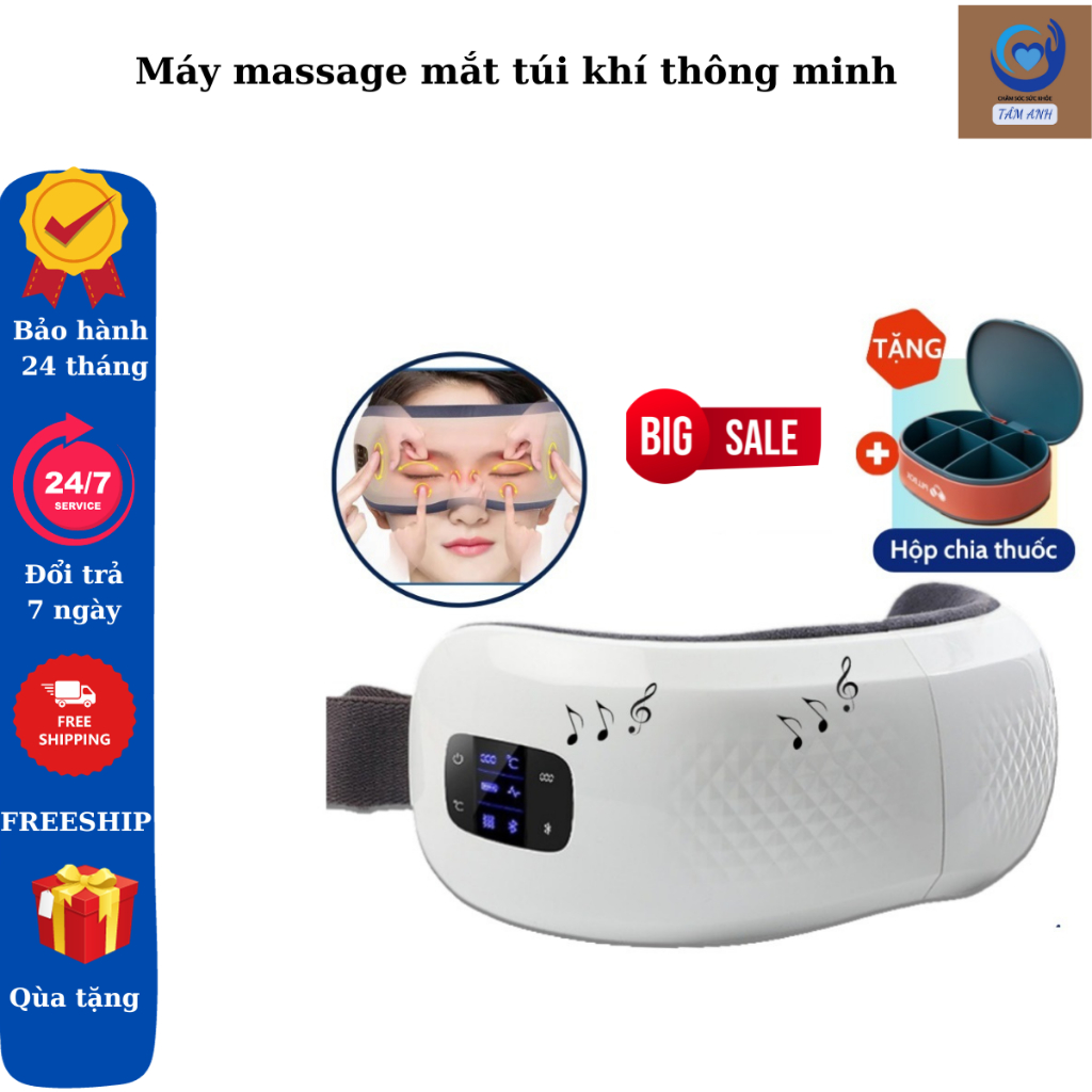 Máy massage mắt HY-01 túi khí thông minh nhạc Bluetooth, xoa dịu mỏi mắt giảm quầng thâm giúp ngủ ngon - Tâm Anh