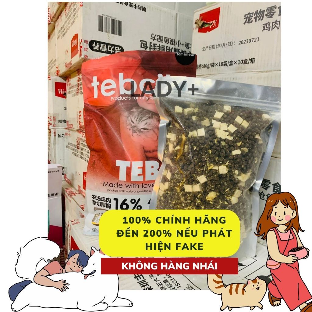 1KG  TÚI CHIẾT Thức ăn hạt cho mèo Teb City Hạt cho mèo con Teb City E với thịt sấy Grain Free tăng cân dưỡng lông
