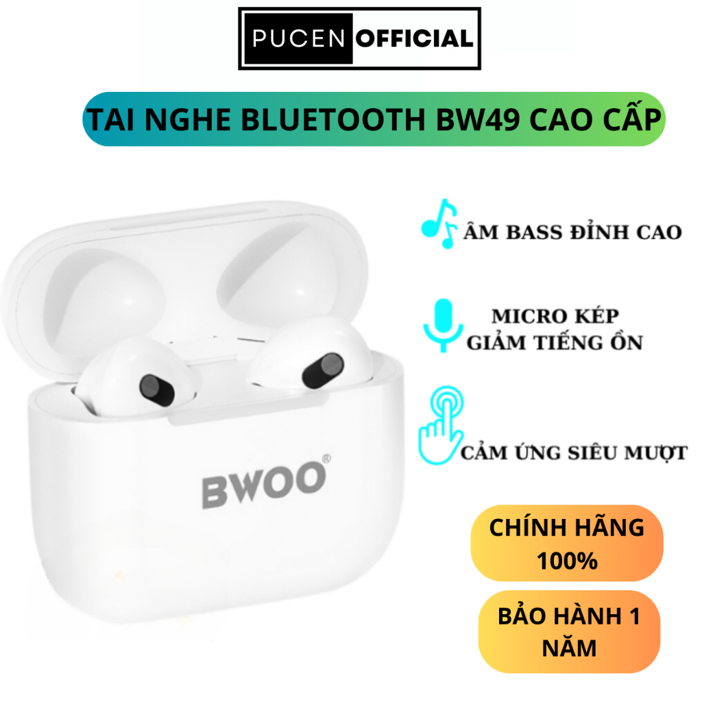 Tai nghe bluetooth không dây BWOO - BW49 không dây cao cấp bảo hành 12 tháng PUCEN OFFICIAL