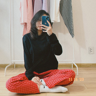  Đồ bộ mặc nhà Tay Dài Quần Đũi caro NEONVN - Set bộ mặc nhóm bộ mặc ngủ chất đũi mềm mại đồ ngủ thu đông ấm áp 