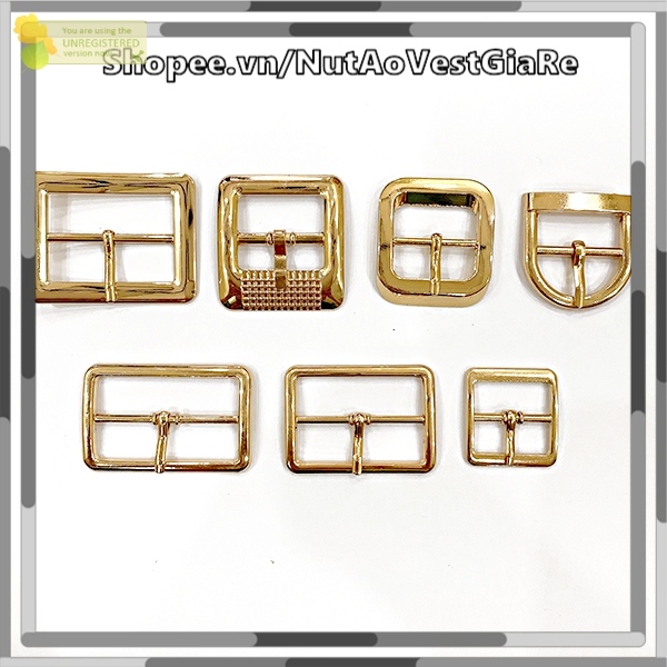Set 2 chiếc Khoen kim loại chữ nhật có kim, loại tốt cho giày, túi xách, thắt lưng size lọt lòng 1.8cm, 2cm, 3cm .T
