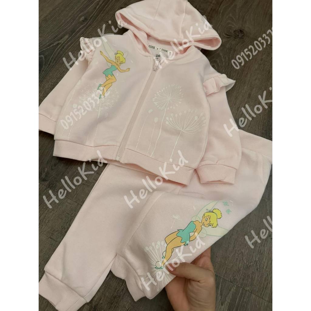Bộ khoác nỉ tinkerbell bé gái hồng