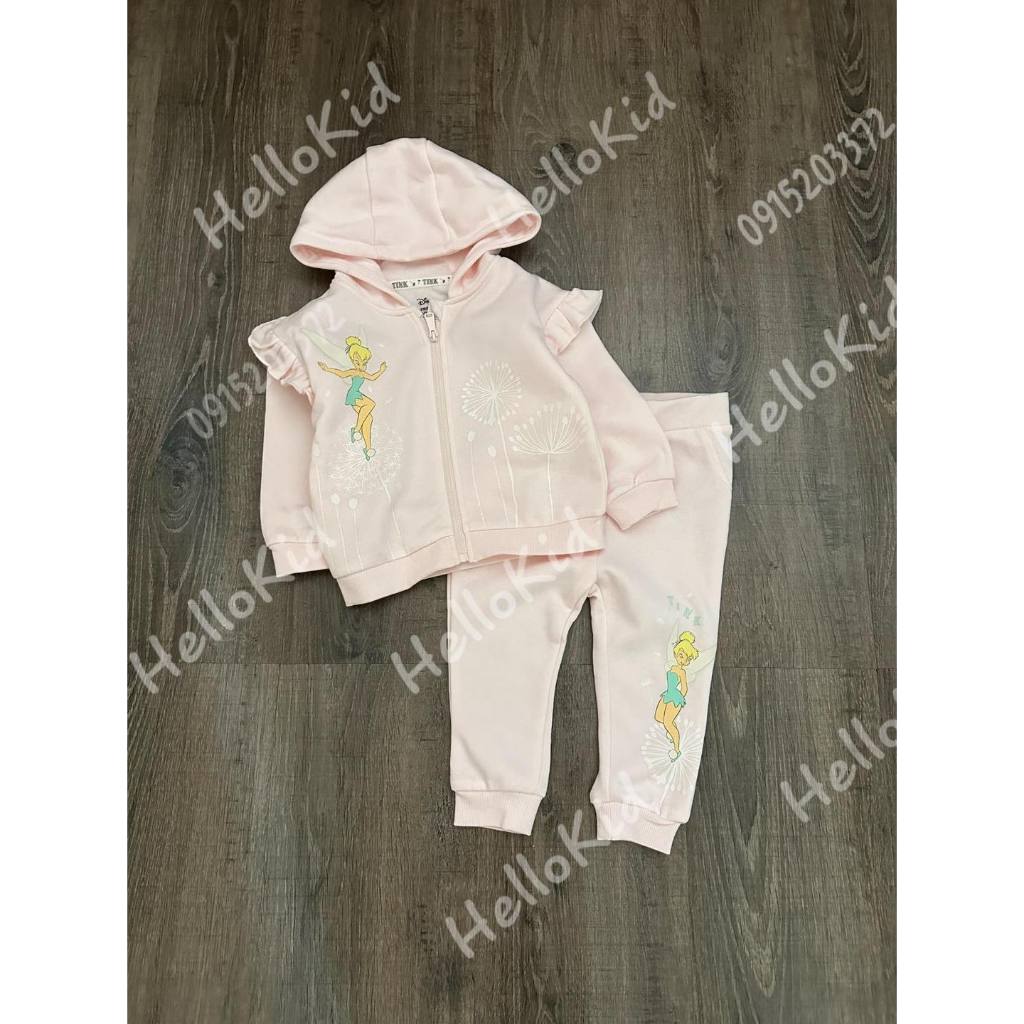 Bộ khoác nỉ tinkerbell bé gái hồng
