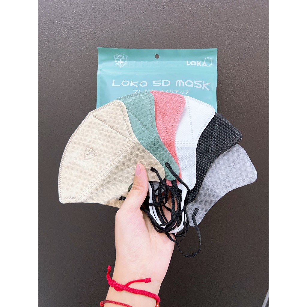 Thùng 100 chiếc khẩu trang 5D Loka mask kháng khuẩn 3 lớp nhiều màu