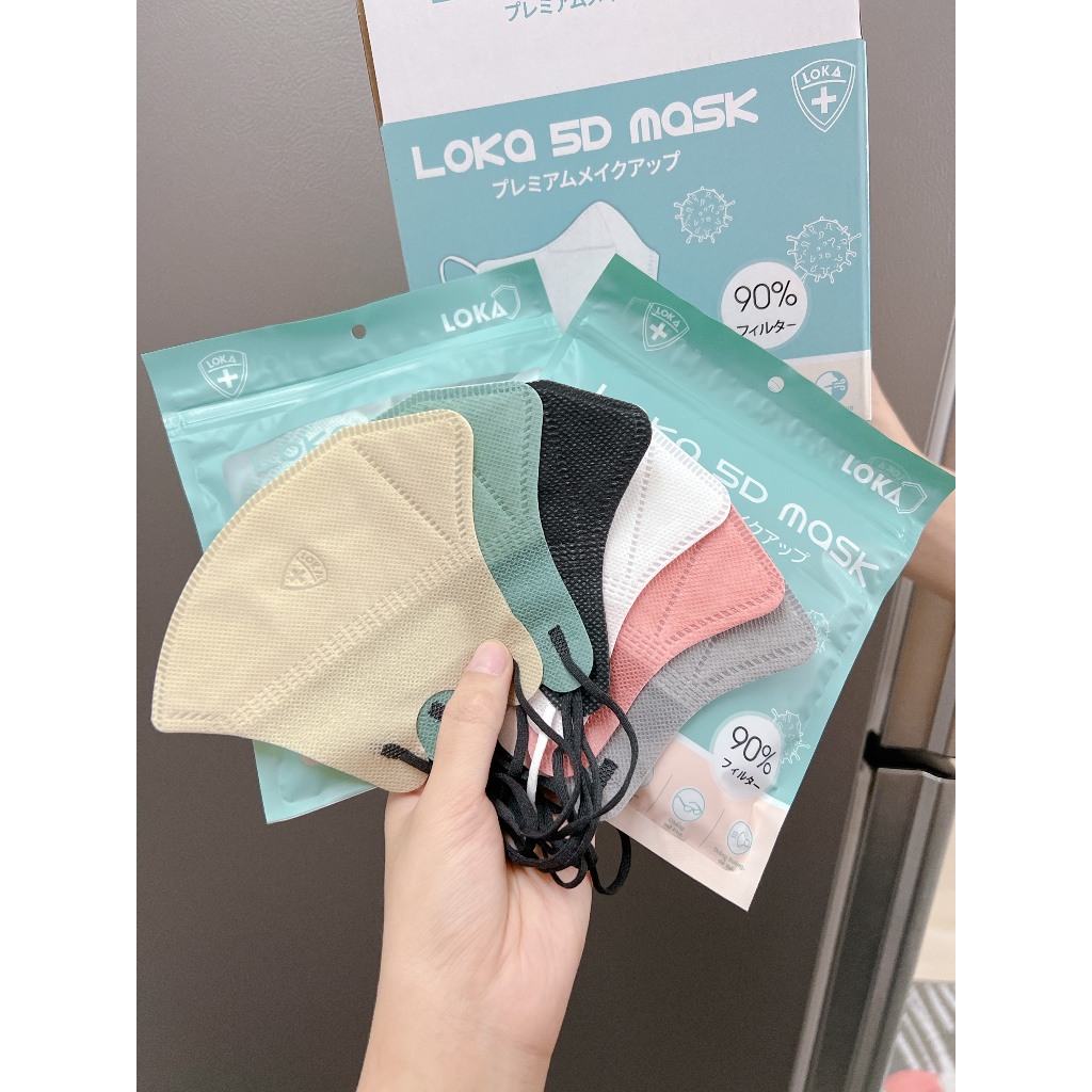 Khẩu trang y tế 5D Mask LOKA 3 lớp kháng khuẩn hàng chính hãg công ty, nhiều màu đẹp, hottrend, túi zip