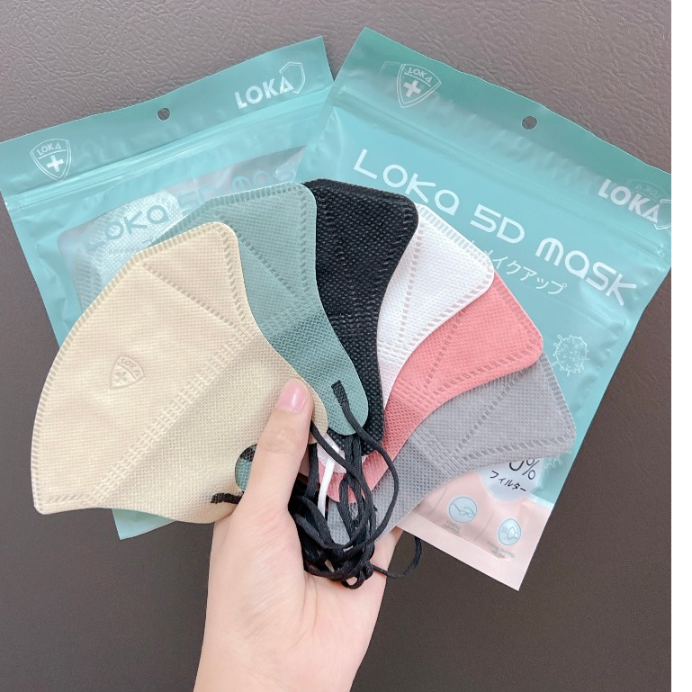 Thùng 100 chiếc khẩu trang 5D Loka mask kháng khuẩn 3 lớp nhiều màu