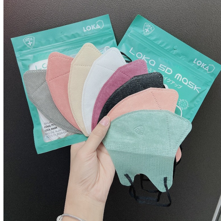 Thùng 200 Cái Khẩu Trang 5D LOKA MASk kháng khuẩn nhiều màu , Khẩu Trang Chống Tia UV Cao Cấp
