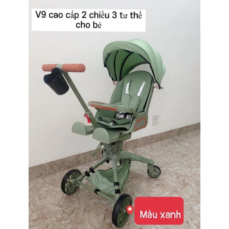 Xe đẩy 2 chiều gấp gọn phiên bản mới V9-666 có bàn ăn +đàn led