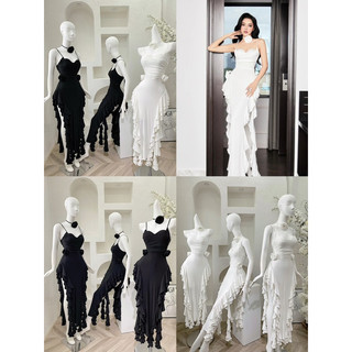 Đầm 2s tua rua y2k kèm hoa cổ