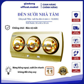 Đèn Sưởi Nhà Tắm Cao Cấp-Máy Sưởi Đui Sứ 2 Bóng,3 Bóng An Toàn,Chống Cháy Nổ,Tiết Kiệm Điện-Chính Hãng CTY-Bảo Hành 3Năm