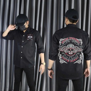 Áo sơ mi nam ông địa ,calsic rock , ecko , rebell rock 1.1 logo túi hộp mặt sau in pes cao cấp (shop quốc hưng)