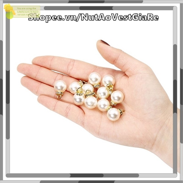 SET 20 HẠT - Hạt trai có tai treo trơn màu vàng 8mm, 10mm