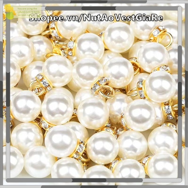 SET 20 HẠT - Hạt trai có tai treo trơn màu vàng 8mm, 10mm