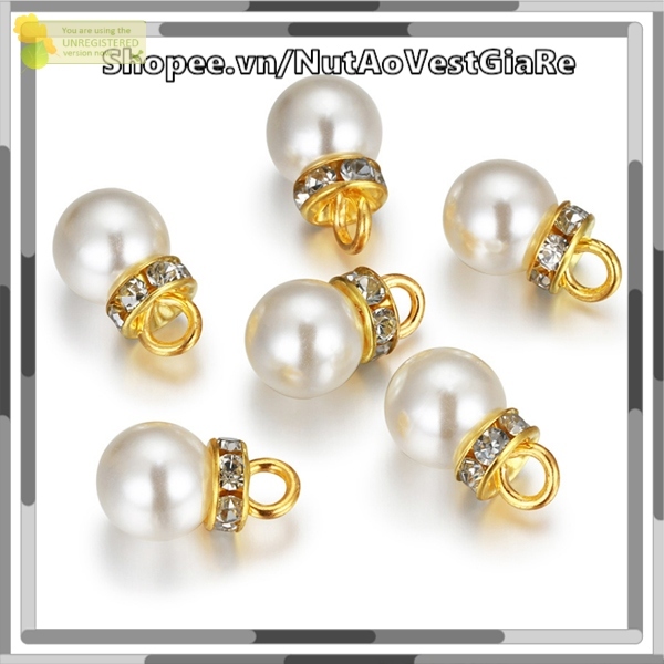 SET 20 HẠT - Hạt trai có tai treo trơn màu vàng 8mm, 10mm