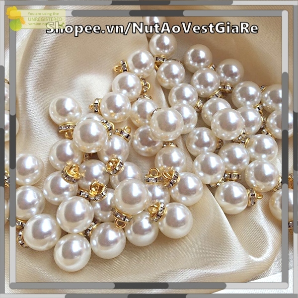 SET 20 HẠT - Hạt trai có tai treo trơn màu vàng 8mm, 10mm