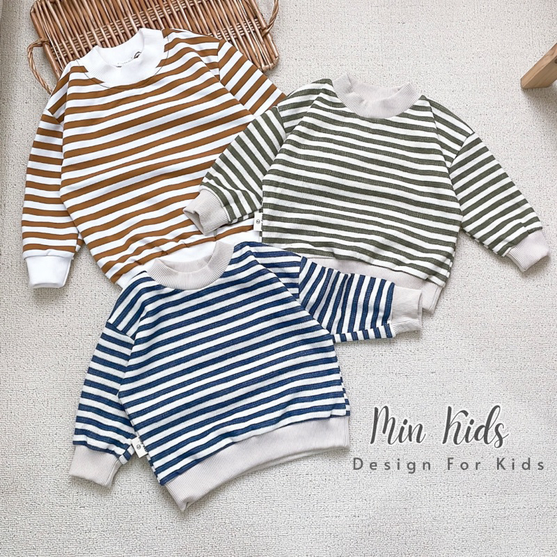 Áo dài tay dáng rộng phong cách Hàn Quốc cho bé trai, bé gái