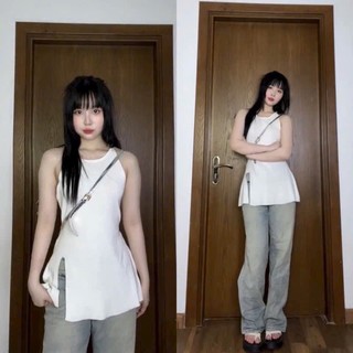 Áo Thun Cổ Yếm Trơn Xẻ Tà