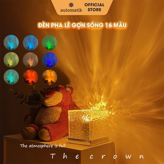 Đèn led trang trí phòng ngủ, đèn ngủ để bàn decor phòng ngủ chill pha lê gợn sóng 16 màu automatik