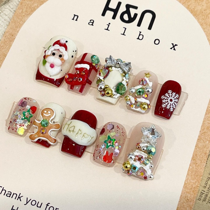 Nailbox Thiết kế Noel Merry Christmas (nhắn tin cho shop đo sz)