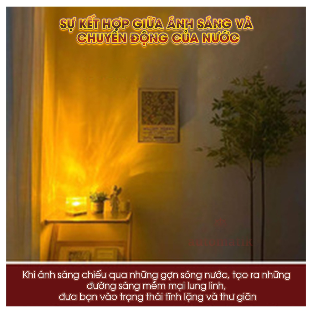 Đèn LED Trang Trí Phòng Ngủ, Đèn Ngủ Để Bàn Decor Mini Phòng Ngủ Phòng Khách Chill Pha Lê Gợn Sóng 16 Màu Automatik