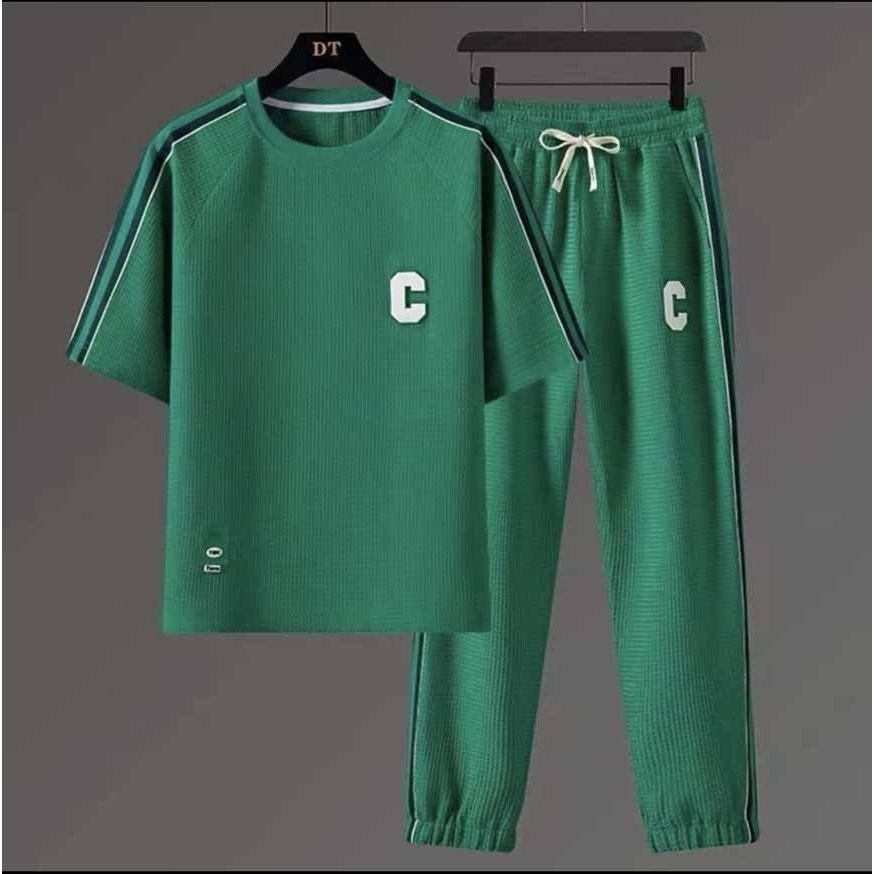 Bộ mặc nhà thu đông hai size ❤️KẺ SỌC IN C❤️ chất tổ ong dày dặn form rộng Set Đồ Bộ Thể Thao Nam Nữ Quần Dài - DTB