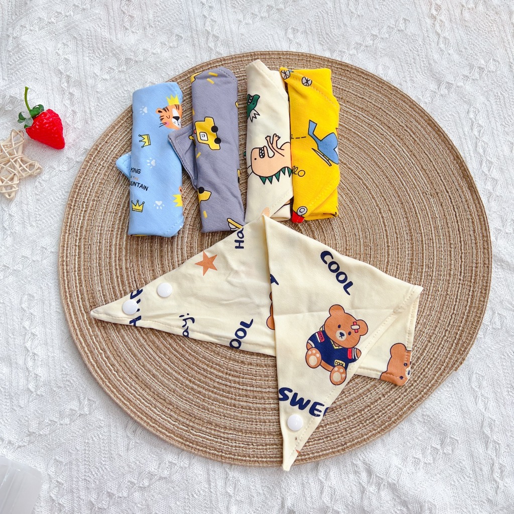 Set 5, 6 Khăn Yếm Tam Giác Giữ Ấm Cổ Cho Bé Trai Bé Gái KT 40 x 29 x 29cm Babibu - KGAC