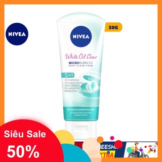Sữa rửa mặt nivea white oil clear giúp trắng da sạch nhờn 50g
