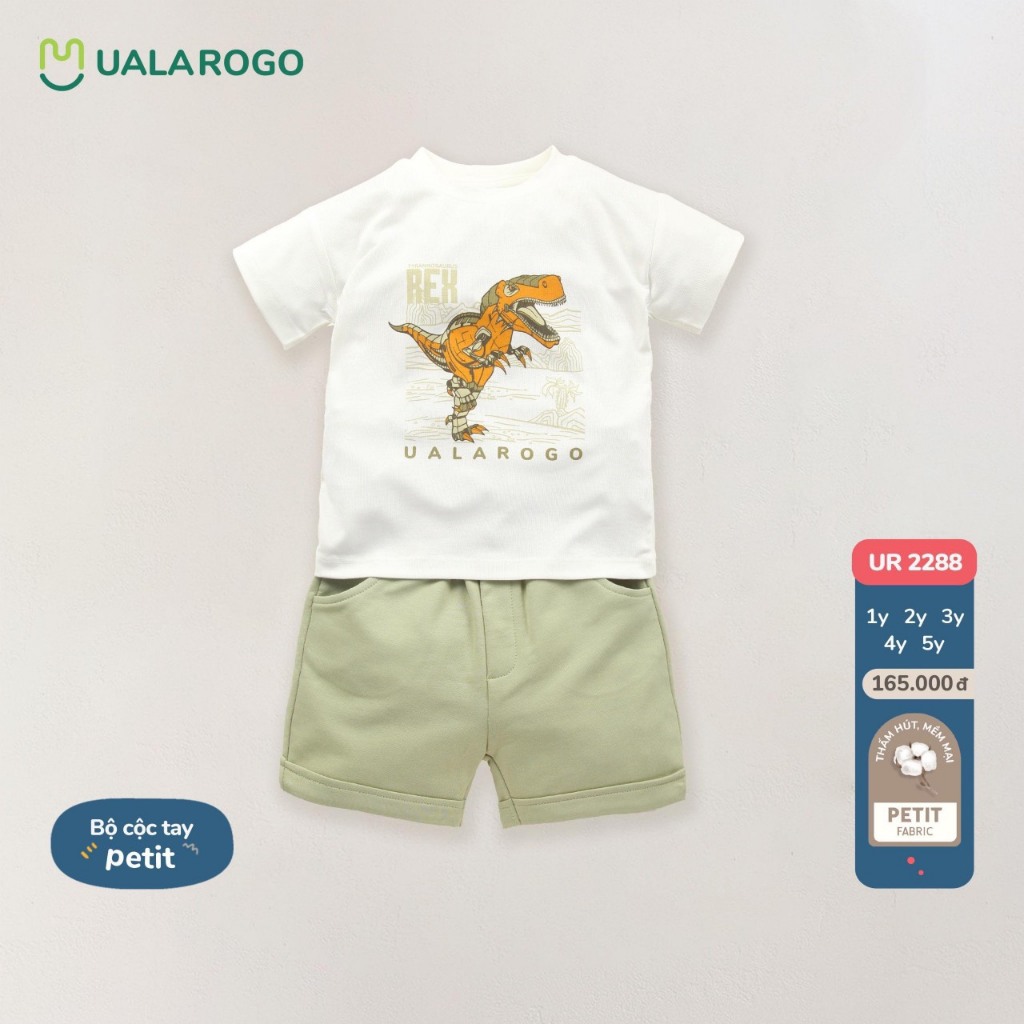 Bộ cộc tay cổ tròn pettit UALA ROGO cho bé 8 kg đến 19kg