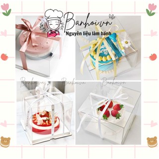 Hộp mica trong suốt đựng bánh kem, trang trí set quà (không kèm ruy băng) hộp bánh kem mica, hộp bánh kem trong suốt