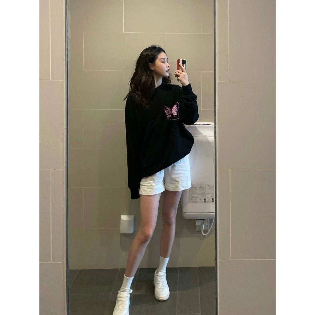 Back stree  Local Brand Áo Sweater Nam và Áo Sweater Nữ bươm bướm thời trang cổ tròn Sweater levents  100%cotton