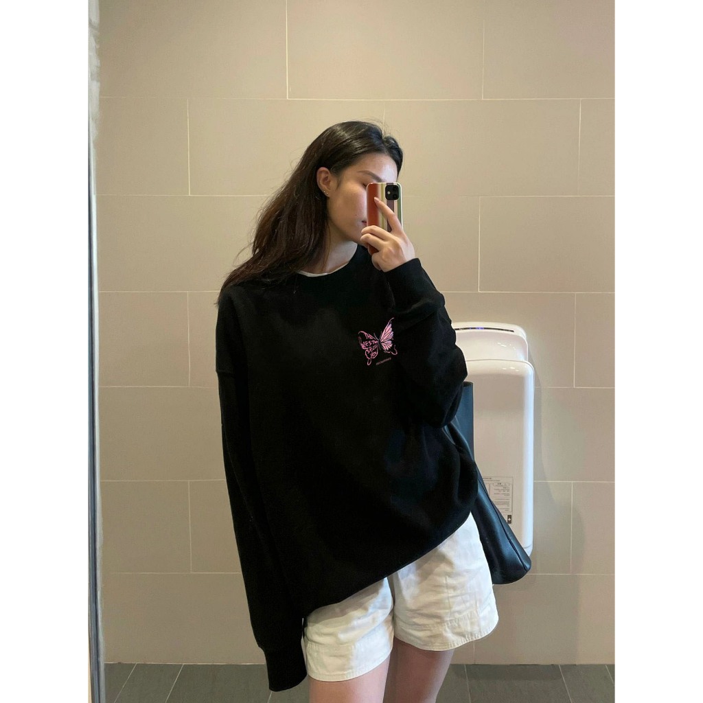 Back stree  Local Brand Áo Sweater Nam và Áo Sweater Nữ bươm bướm thời trang cổ tròn Sweater levents  100%cotton