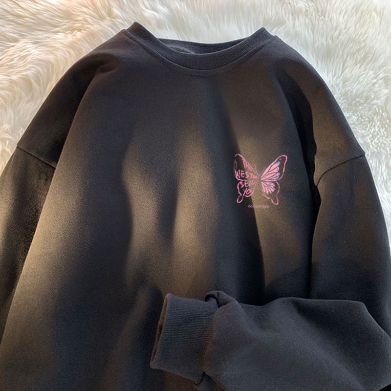 Back stree  Local Brand Áo Sweater Nam và Áo Sweater Nữ bươm bướm thời trang cổ tròn Sweater levents  100%cotton