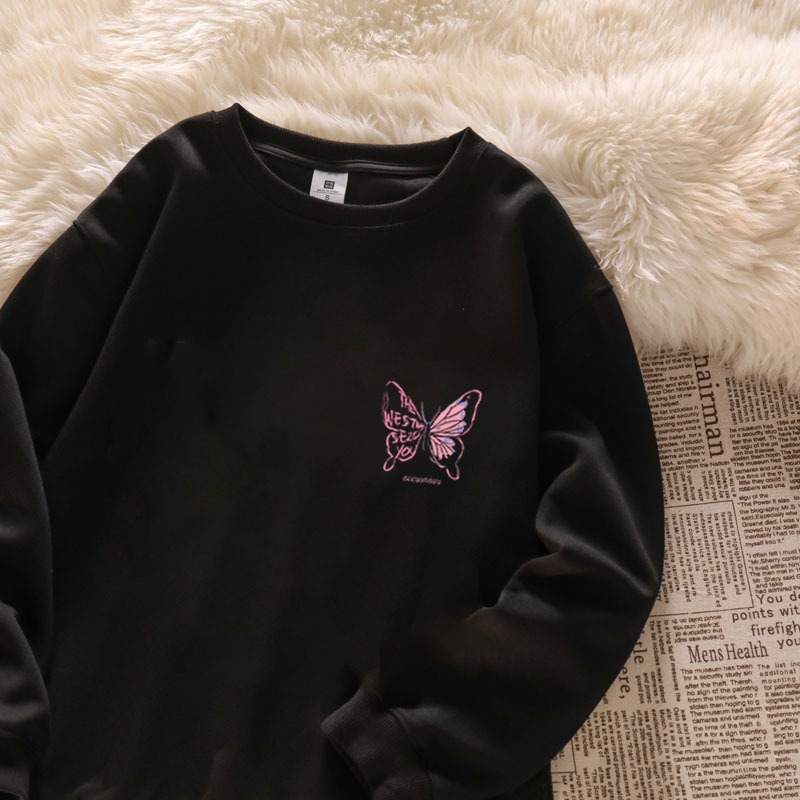 Back stree  Local Brand Áo Sweater Nam và Áo Sweater Nữ bươm bướm thời trang cổ tròn Sweater levents  100%cotton