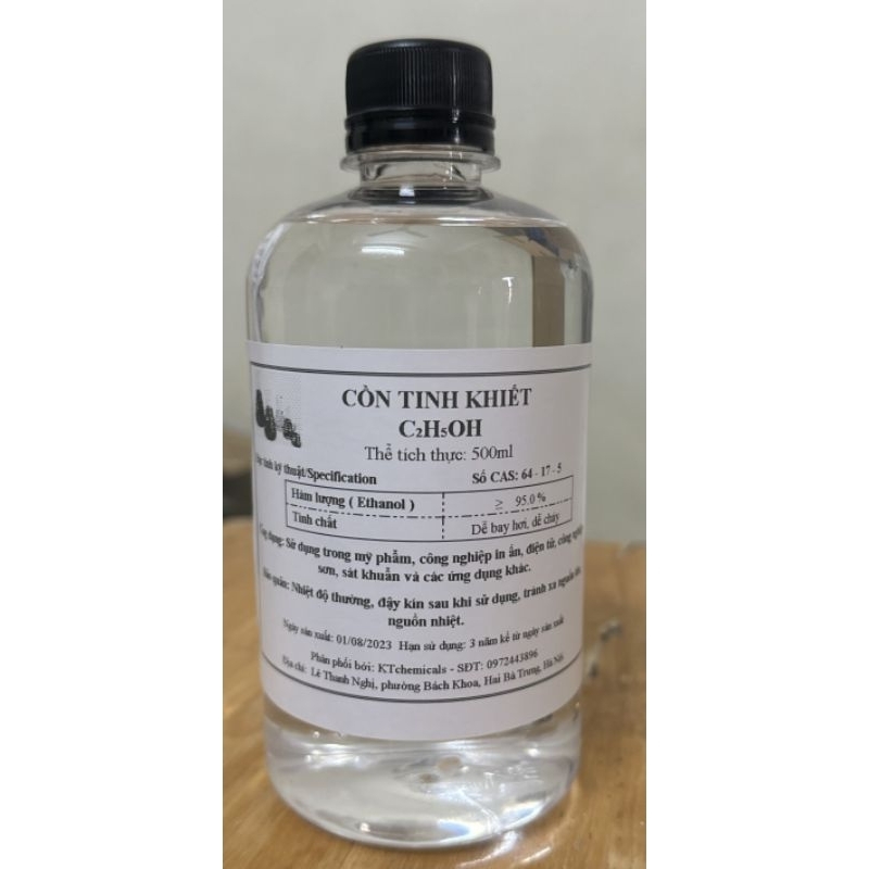Cồn tinh khiết - Ethanol 70, 75, 90, 95, 96, 99,5 độ 500ml