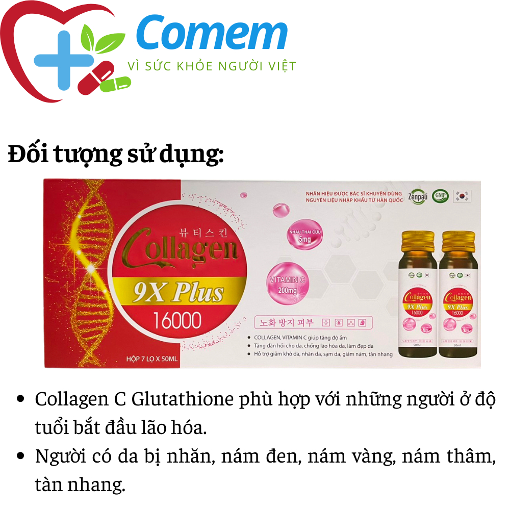 Collagen 9X Plus 16000 nhau thai cừu vitamin c cung cấp đổ ẩm cho da, làm đẹp da sáng da nám da vàng da chỗng lão hoá da