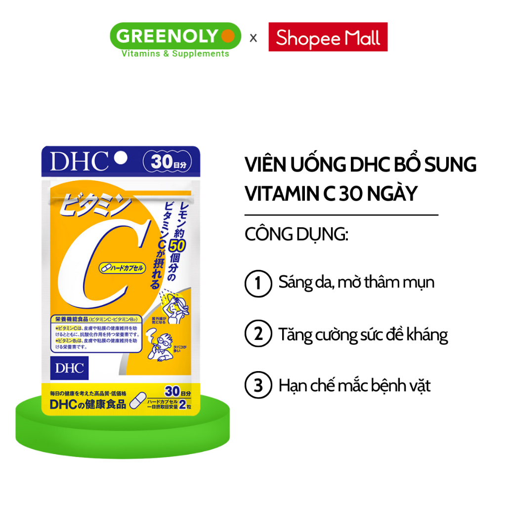 Viên Uống Hỗ Trợ Bổ Sung Vitamin C DHC hỗ trợ sáng da