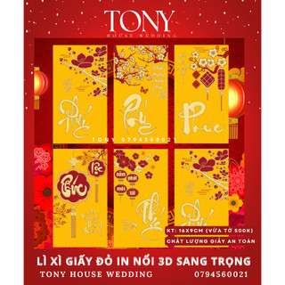 [CHỌN MẪU] Set 6 Bao lì xì tết in nổi 3D sang trọng - BAO LÌ XÌ PHÚC LỘC AN KHANG CAO CẤP - TONYHOUSE