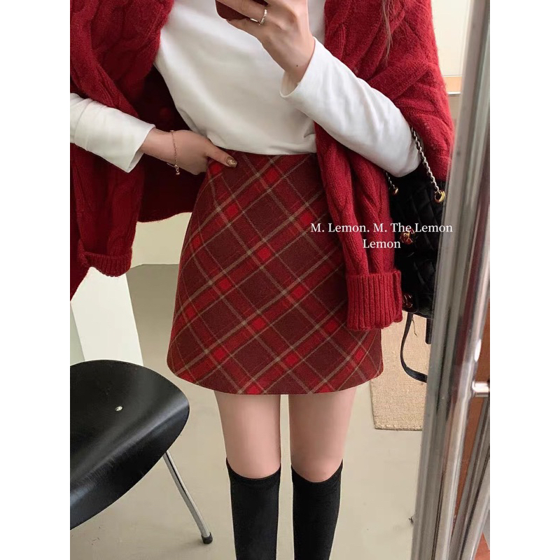 Chân váy dạ kẻ dáng ngắn 23’September Clothes