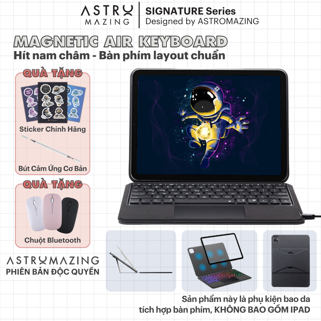 [Magnetic Air] Bao da tích hợp bàn phím AstroMazing Magnetic Air Keyboard cho iPad Pro 11 2018 2020 2021 2022 M1 M2