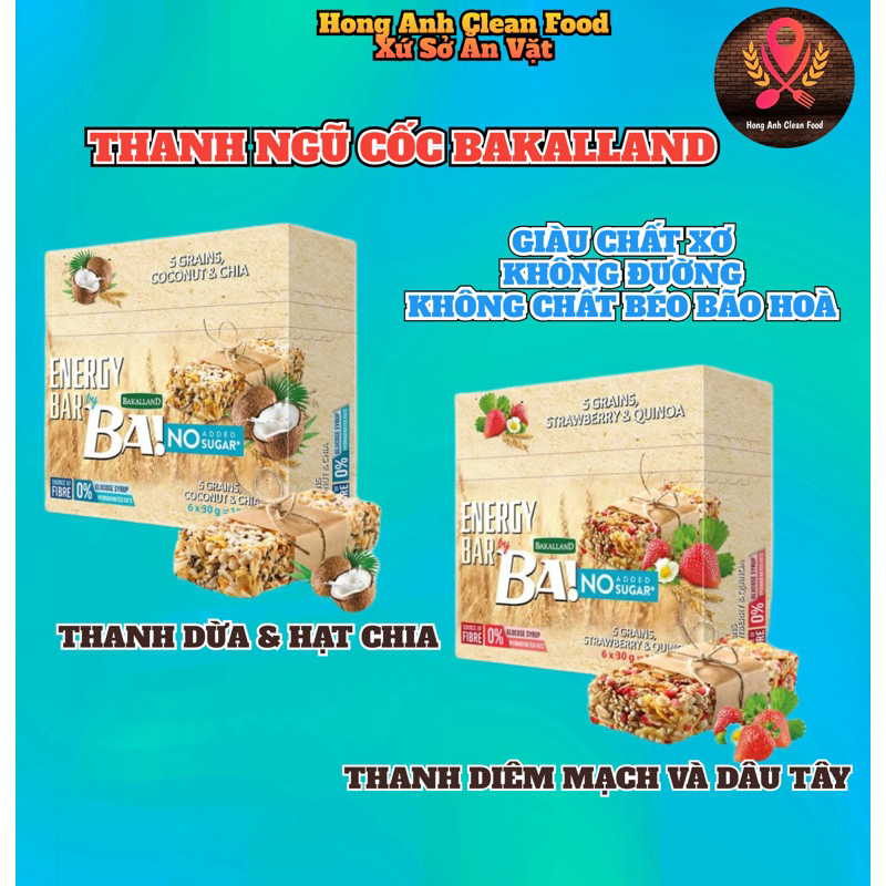 THANH NGŨ CỐC ĂN SÁNG DINH DƯỠNG BAKALLAND 2 VỊ SIÊU NGON