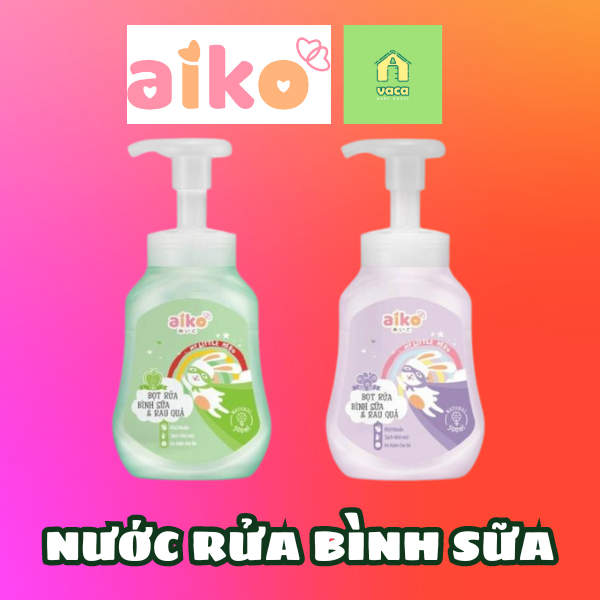 Bọt rửa bình sữa và hoa quả Aiko (500ml) có hương táo xanh/ hương trái cây