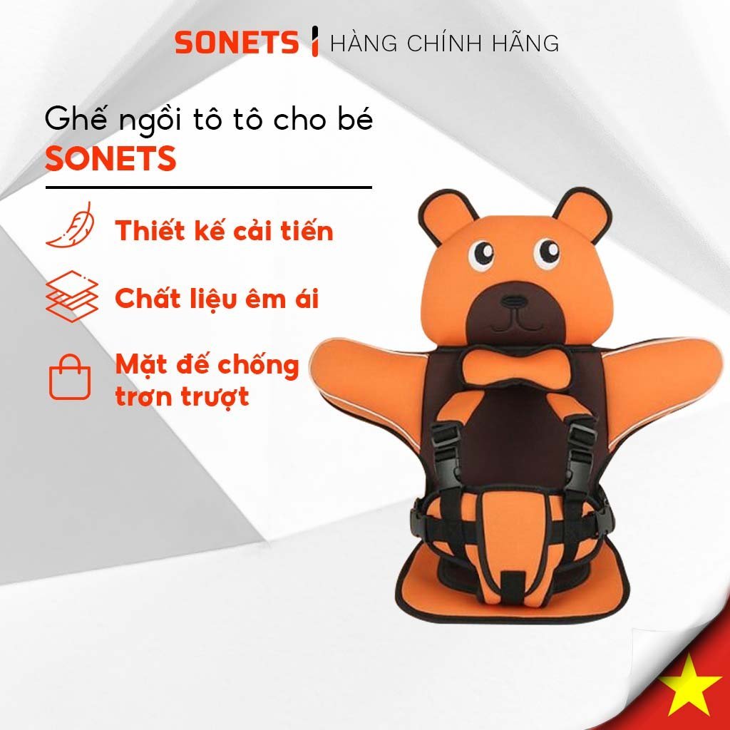 Ghế Ngồi Oto Cho Bé Sonets, Ghế Cho Bé Ngồi Oto Cao Cấp Có Đai An Toàn, Thiết Kế Mặt Đế Chống Trơn Trượt Có Đệm Nâng