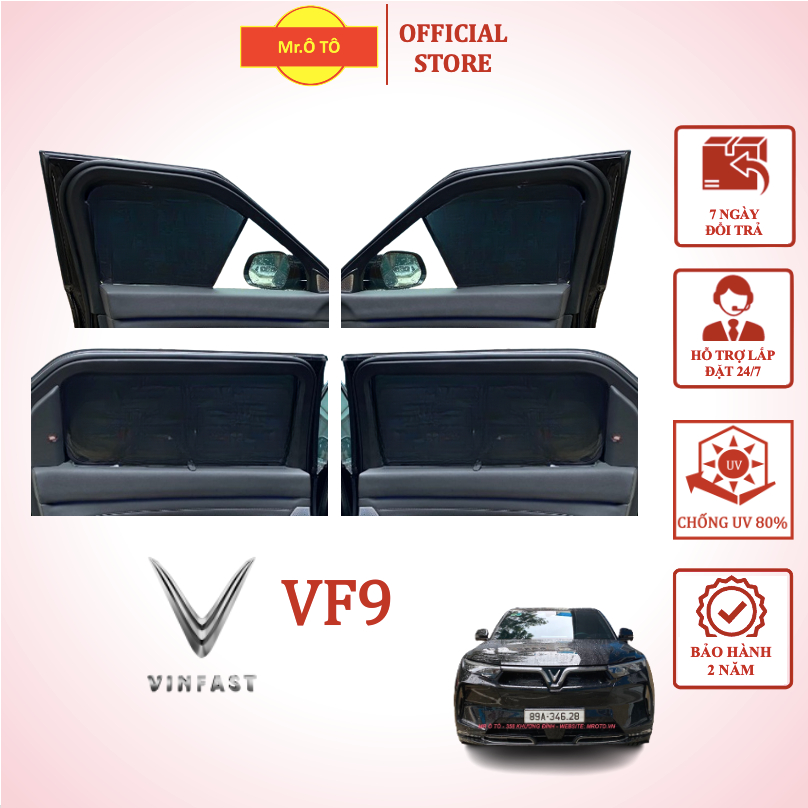 Rèm che nắng xe VINFAST VF9 (không nam châm) chống UV loại 1 Mr.OTO - Bảo hành 2 năm.