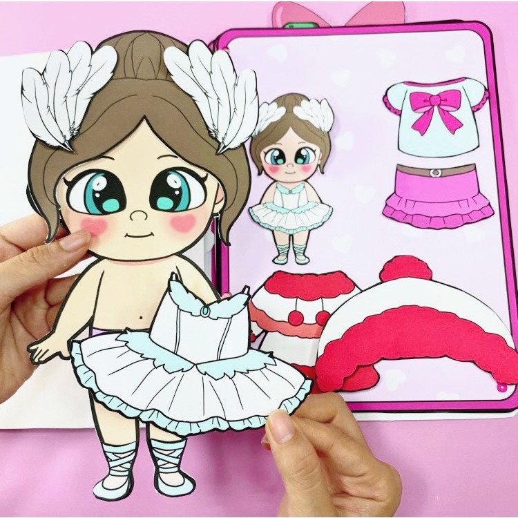 Học Liệu bóc dán ngôi nhà búp bê thay đồ cho búp bê công chúa thời trang Montessori-Happyfunny