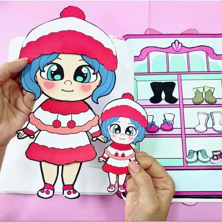 Học Liệu bóc dán ngôi nhà búp bê thay đồ cho búp bê công chúa thời trang Montessori-Happyfunny