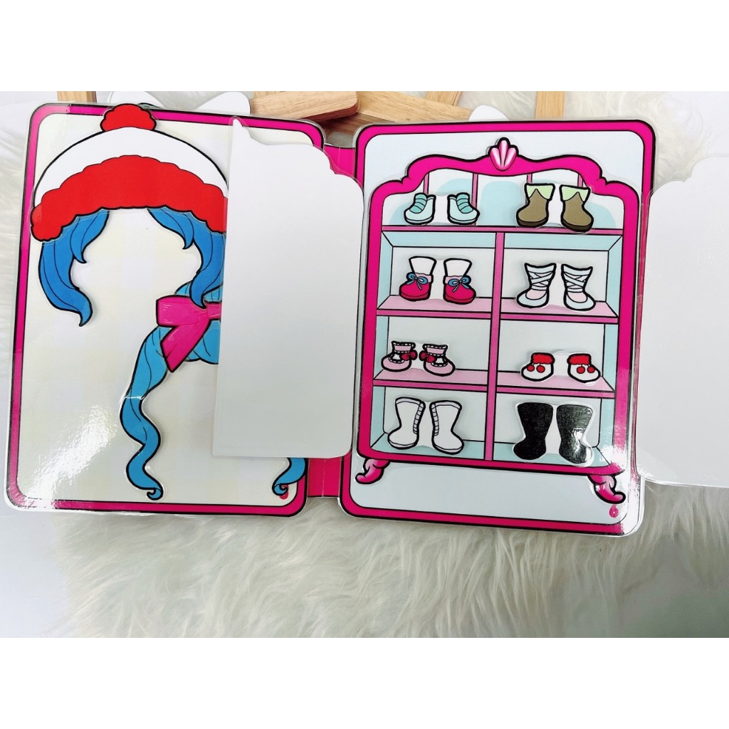 Học Liệu bóc dán ngôi nhà búp bê thay đồ cho búp bê công chúa thời trang Montessori-Happyfunny