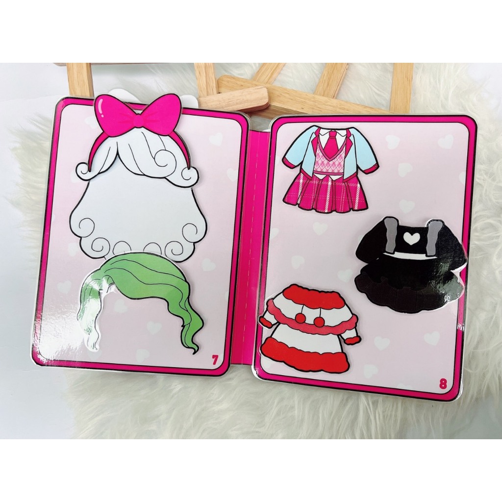 Học Liệu bóc dán ngôi nhà búp bê thay đồ cho búp bê công chúa thời trang Montessori-Happyfunny