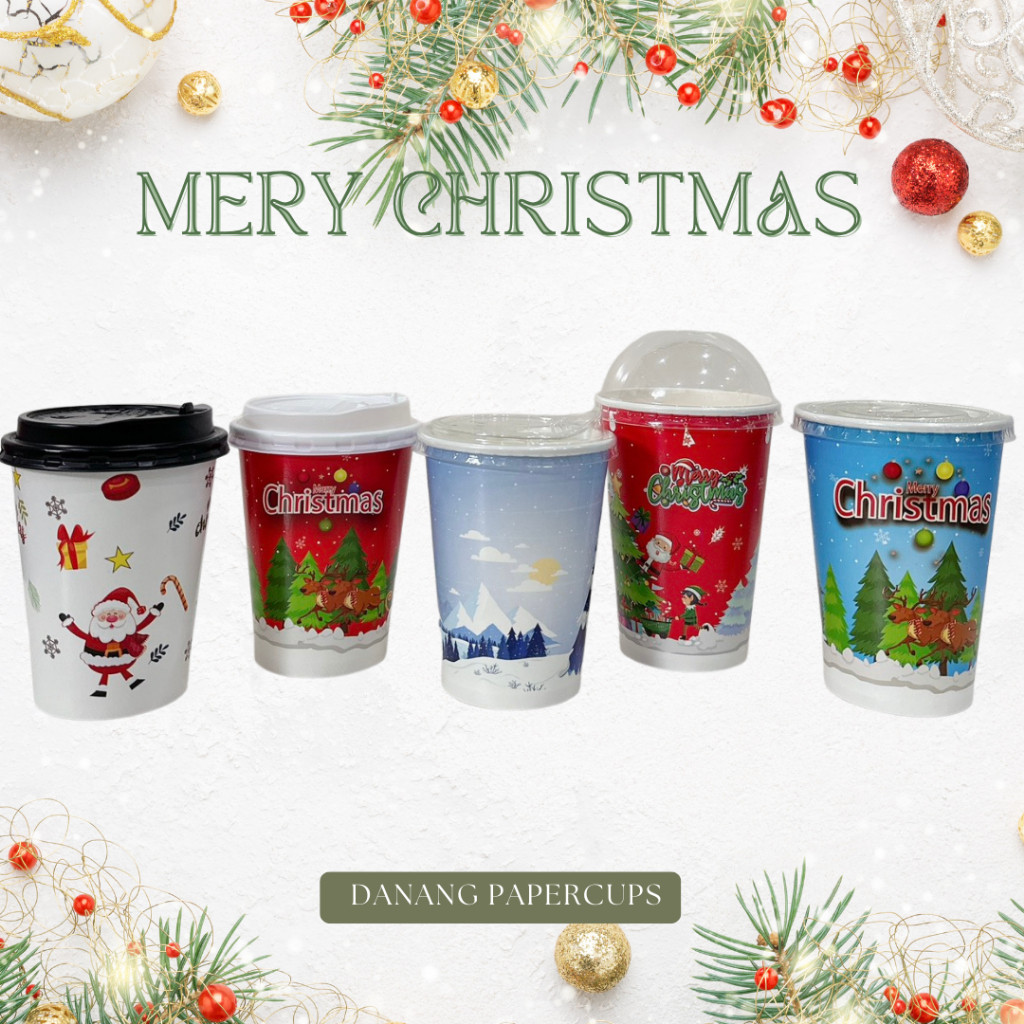 [Mới] 100 ly giấy Giáng sinh, ly giấy Noel 2024 size 360ml, 500ml và 700ml