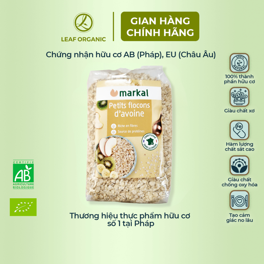 Yến mạch hữu cơ cán mỏng Markal 500g