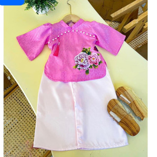  Bộ bà ba cho bé gái mẫu hoa phối tua rua lạ mắt mặc lễ tết biểu diễn đẹp từ 12-40kg chất lụa mềm mát